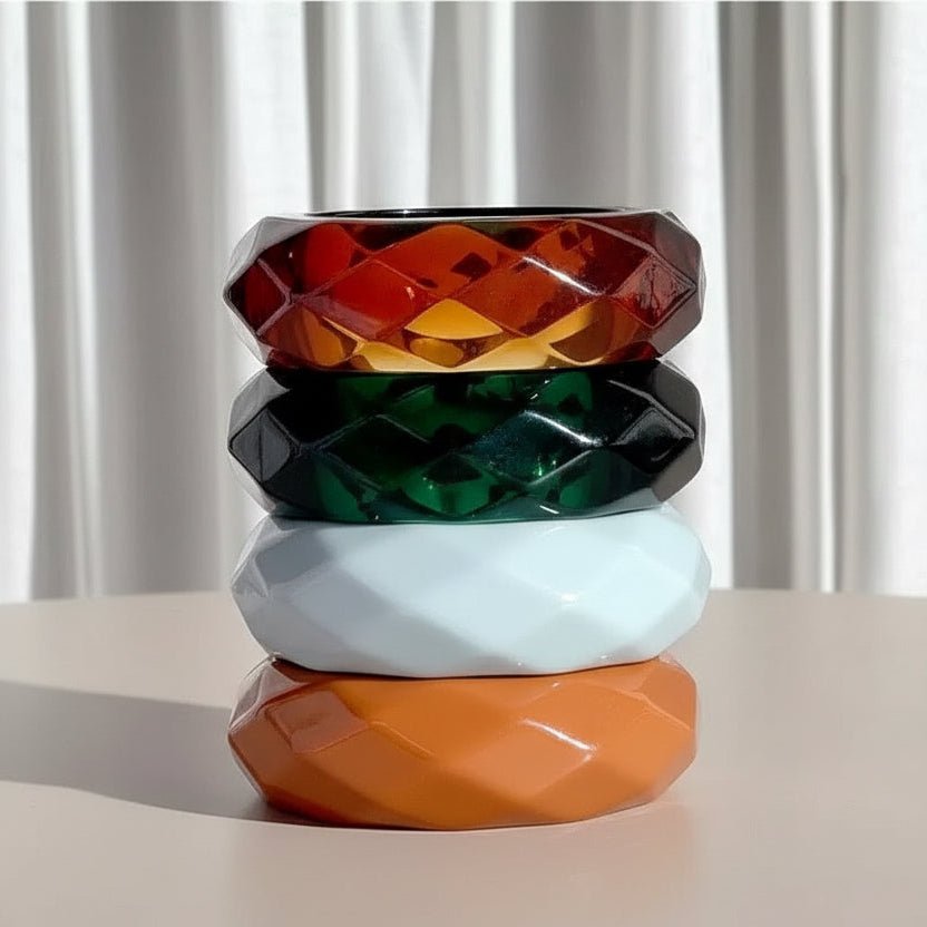Multi coloured Perspex transparent bangles vintage style