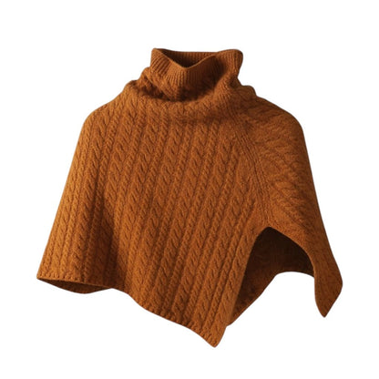 Ghost mannequin of a brown knitted poncho