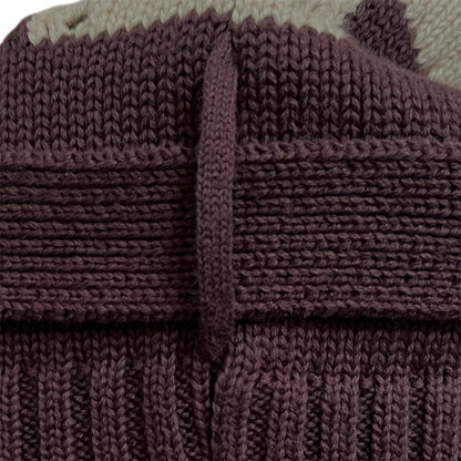 Close up of a brown knit fabric
