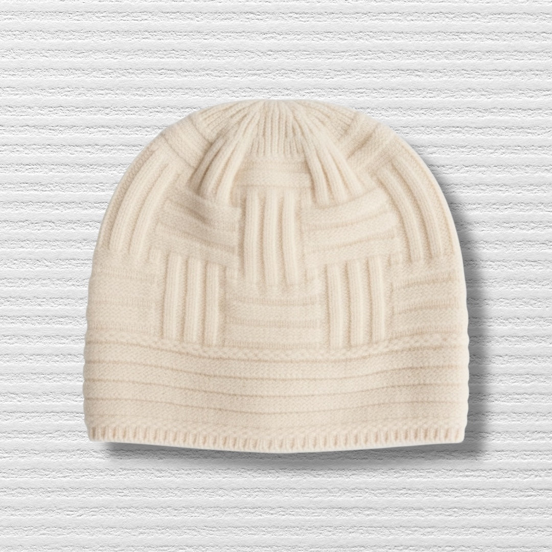 Cream Chunky knit Cream merino wool beanie 