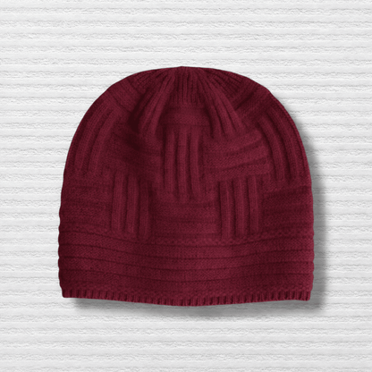 Dark red chunky knit merino wool  beanie