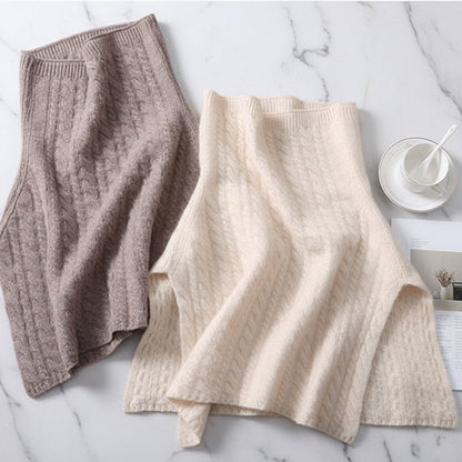 Grey and cream chunky knit merino wool ponchos 