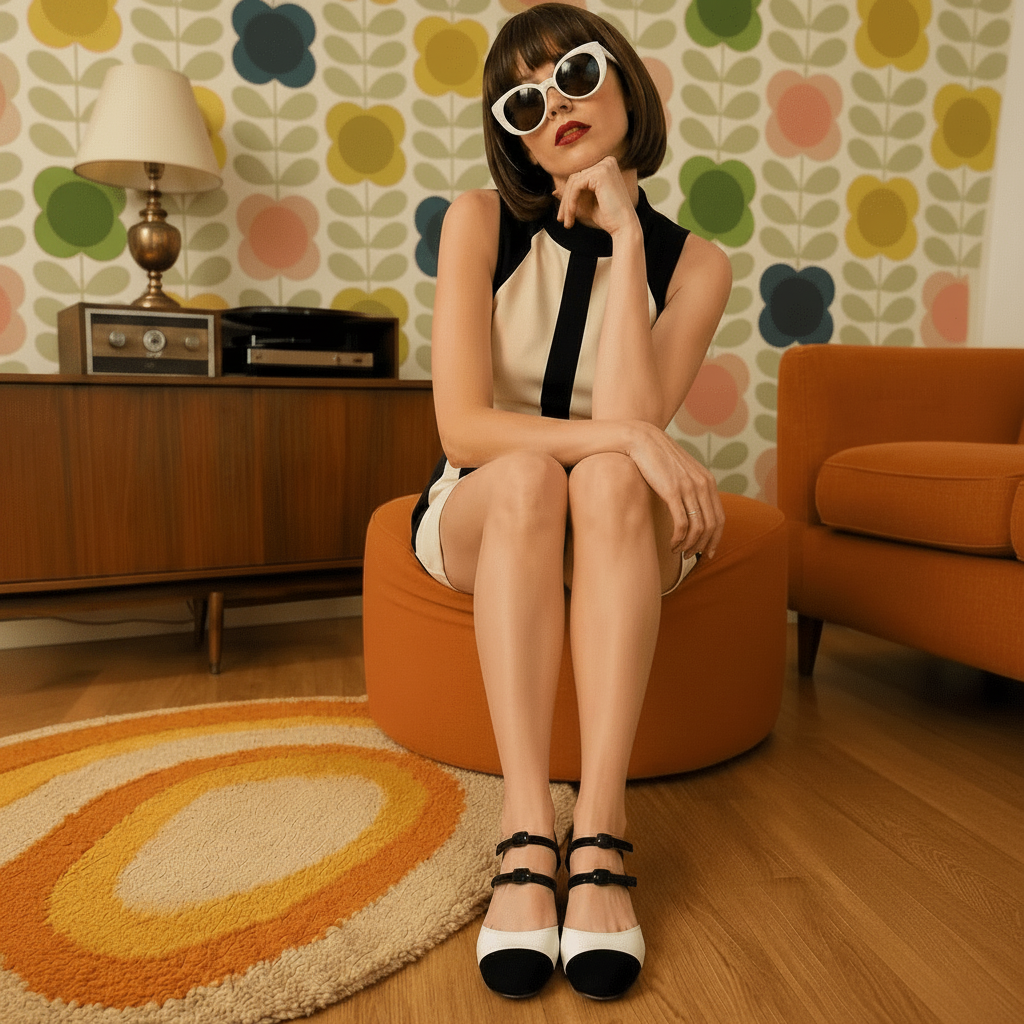 Peggy Colour Block Double Strap Pumps