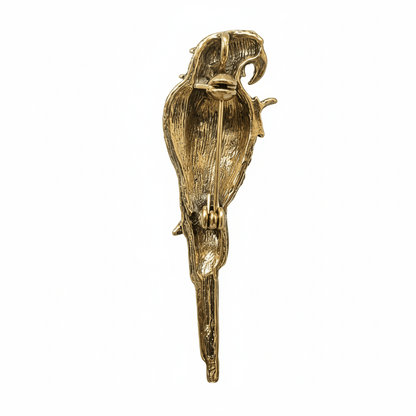 back view of a golden parrot  brooch