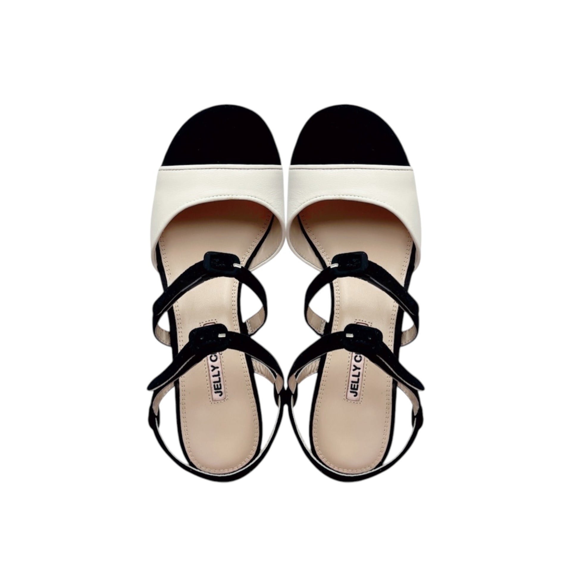 Black and cream colour block Mary Jane pumps with double leather buckles - vintage-inspired women's shoes

