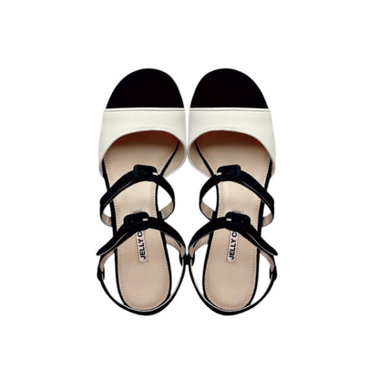 Black and cream colour block Mary Jane pumps with double leather buckles - vintage-inspired women's shoes
