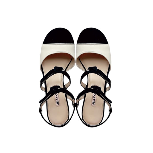 Black and cream colour block Mary Jane pumps with double leather buckles - vintage-inspired women's shoes
