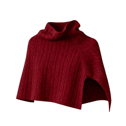 Red Chunky cable knit cable knit poncho 